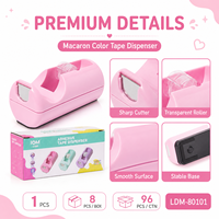 Distributeur de ruban adhésif couleur macaron IDM LDM-80101 avec coupe-précis et base stable pour bureau, école, maison, cadeau, vente en gros, OEM
