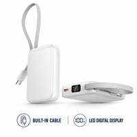 Batterie externe de poche 5000 mAh avec câble Type-C intégré, affichage LED numérique, charge rapide, logo personnalisé, cadeau d'entreprise