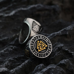 Hochwertige Wikinger Vintage Thor Hammer <span class=keywords><strong>Ring</strong></span> Edelstahl Nordic <span class=keywords><strong>Wolf</strong></span> Kopf Anhänger Religiöse Männer Zubehör - Product Image 3