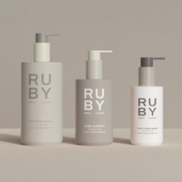 Bouteilles de shampooing et d'après-shampooing en plastique HDPE réutilisables de 250 ml, 300 ml, 450 ml, au toucher doux, avec logo personnalisé, emballage pour soins de la peau