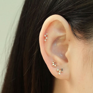 Bijoux fins de qualité supérieure, design simple et élégant, vente en gros, boucles d'oreilles à clou unique en or jaune massif 14 carats avec diamant naturel véritable pour femmes - Product Image 5