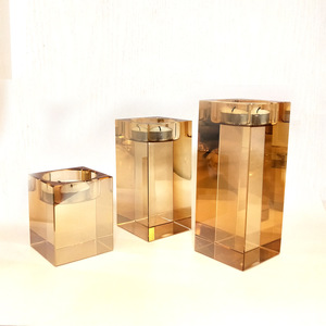 Honor of Crysal Wedding Party K9 Crystal Tealight Candle <strong>Holder</strong> Jars Square Glass Candle Container <strong>Candlestick</strong> <strong>Holders</strong> - Product Image 5