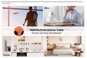 Nhiều màu sắc thông minh thời trang cắm bảo vệ tăng EU Ổ cắm điện Cube phổ thông minh Nhà du lịch <span class=keywords><strong>Adapter</strong></span> PD 25W 3 <span class=keywords><strong>USB</strong></span> - Product Image 4