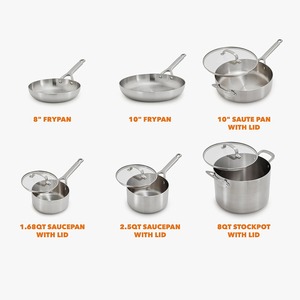 Ensemble de casseroles en acier inoxydable de haute qualité à 3 couches avec couvercles en verre, adaptées aux cuisinières à gaz et à induction, en acier inoxydable triple couche - Product Image 2