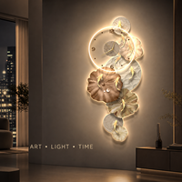 Horloge murale Lotus, décoration botanique verticale moderne avec options d'éclairage pour salon, hôtel, bureau, intérieur