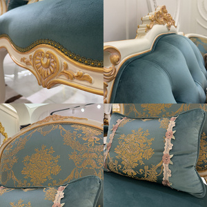 <span class=keywords><strong>Fauteuil</strong></span> d'appoint de salon Versailles <span class=keywords><strong>Louis</strong></span> <span class=keywords><strong>XV</strong></span>, style provincial français, sculpté à la main, doré, avec <span class=keywords><strong>tissu</strong></span> jacquard damassé festonné en velours - Product Image 4