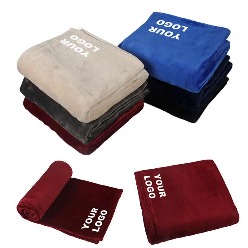 Cobertor de flanela para publicidade com logotipo personalizado de qualquer cor, promoção de atacado ecológico de entrega rápida, cobertor de lã macia com super para qualquer cor