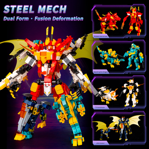 새로운 4-in-1 변형 로봇 빌딩 블록 어셈블리 5-8 세 소년을위한 작은 입자 변형 공룡 퍼즐 장난감 - Product Image 3