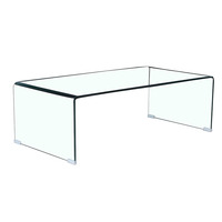 Table de luxe moderne pour le centre du coin de thé de l'hôtel, carré en verre trempé clair et incurvé