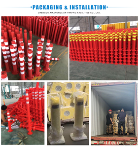 Postes de seguridad <span class=keywords><strong>desmontables</strong></span> para estacionamiento, con franjas reflectantes, barreras de seguridad, postes de estacionamiento con resorte, para montaje en suelo para carreteras. - Product Image 5