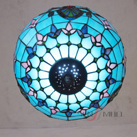 Vente en gros et vente directe d'abat-jour à souder en verre coloré vitrail style Tiffany lustres suspension LED