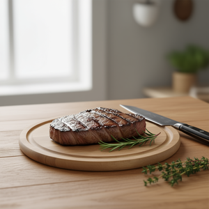 Plato redondo de madera KESPER de 12 pulgadas para servir carne y asados - Product Image 3