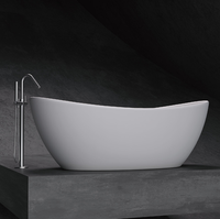 Baignoire autoportante en acrylique, design moderne, surface solide, couleur blanche, pour appartement et salle de bain d'hôtel