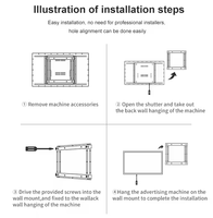Nueva Pantalla Digital LCD de 32 Pulgadas para Publicidad Interior, Montada en la Pared, para Menús Electrónicos en Restaurantes, Material Metálico