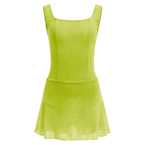 Maillot de Ballet para Niñas con Falda, Cuello Cuadrado, Sin Mangas, Vestido de Danza Elástico para Entrenamiento y Actuación - Product Image 2