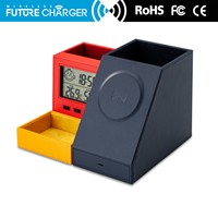 Penhouder Magnetisch Alles In Één Draadloze Oplader, 3 Delen Gescheiden, Met Wekker & Temperatuur & Vochtigheidsfunctie