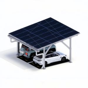Structure de support de carport solaire en acier à double rangée personnalisée avec système de <span class=keywords><strong>gouttière</strong></span> intégré, certifiée CE, garantie 10 ans, résistance au vent fort - Product Image 4