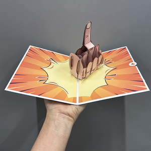 การ์ดอวยพรนิ้วกลางสำหรับ<span class=keywords><strong>เพื่อน</strong></span>ดีไซน์ใหม่การ์ดรูปทรงสี่เหลี่ยมผืนผ้าสีเหลือง3D ตลกป๊อปอัพดีไซน์มาใหม่ - Product Image 5