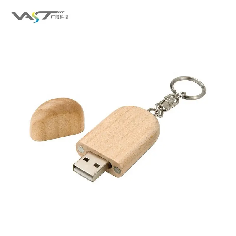 Para la promoción USB2.0 de madera usb flash drive 16 gb con llavero