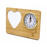 Nouveau cadre photo de bureau Baiyin en bambou avec horloge, support photo en aluminium par sublimation pour photos parent-enfant et amis