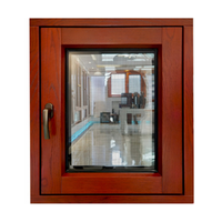 Fenêtre à battant en aluminium sur mesure avec protection anti-ouragan, en alliage d'aluminium, avec cadre en bois et verre insonorisé
