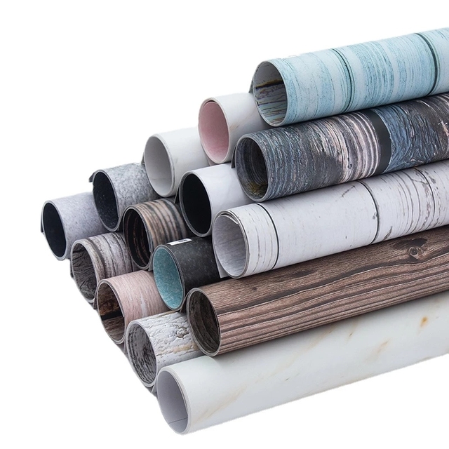 E-reise 57X87cm Background 2 in 1 Black White Wood Marble Texture Pattern Waterproof Paper Tabletop Backdrop