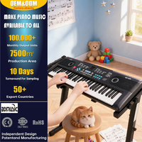 Clavier électronique 61 touches pour enfants, jouet piano en plastique durable, piles AA, éducation musicale, haut-parleur intégré, micro, personnalisable en usine