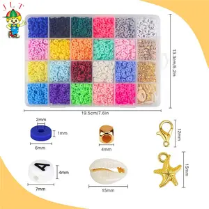 Top Quality Polymer Clay Spacer Beads 4800 Pcs Clay Beads 6mm 18 Colors Flat Round Spacer Flat Beads for Kids