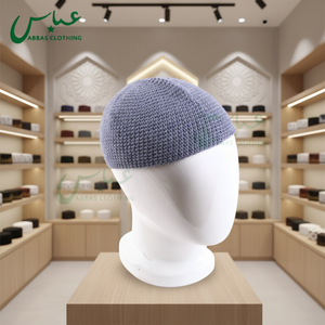 C068 Cappello da Preghiera Musulmano Saudita Personalizzato Nero con Filo Color Caffè, Cotone e 100% Poliestere, Taglia Unica, Marca ABBAS - Product Image 1