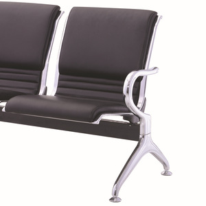 Sillas de espera europeas C503PPH, color gris plateado, con acolchado de cuero completo, para uso hospitalario, en fila. - Product Image 3