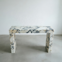 Table console de luxe en marbre Calacatta Viola, meuble de salon en pierre naturelle personnalisé, ensemble de table d'entrée murale moderne et mince