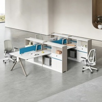 Poste de travail de bureau E0 pour 4 personnes avec cloison de séparation, table de bureau pour personnel financier, mobilier de bureau
