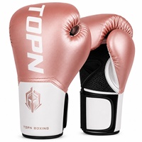 Gants de boxe professionnels TOPN pour adultes en cuir, avec sangle de poignet réglable extensible, fermeture auto-agrippante, soutien du poignet, Muay Thai MMA