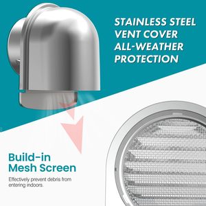Hefengxing U-Shaped Round Stainless Steel Vent Cover 304 201 Polished Outdoor Rainproof Insect Proof Filter Hood - Product Image 3