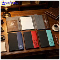 Buku Catatan Kulit dengan Ukiran Laser Personal, Portofolio Kulit Kanvas Kosong, Padfolio Notepad Isi Ulang, Hadiah untuk Guru Pria