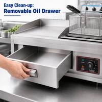 Mesin Panggang Burger Stainless Steel 850mm dengan Penggorengan Terintegrasi 5500W, Stasiun Countertop Efisiensi Tinggi untuk Makanan Cepat Saji