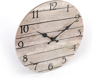 Đồng Hồ Treo Tường Tròn Trang Trí Bằng Gỗ Không Ồn Đồng Hồ Treo Tường Tròn MDF Trang Trí Nhà Cửa Bằng Gỗ Phong Cách Mộc Mạc Cổ Điển 10 Inch - Product Image 3