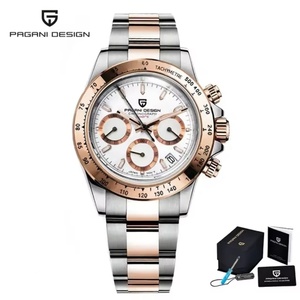Reloj de Pulsera Pagani Design 1644 para Hombre, Cronógrafo de Cuarzo, Acero Inoxidable con Diamantes, Oro Rosa - Product Image 1