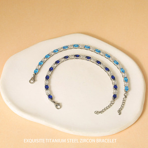 Multicolor CZ Tennis Bracelet for Women | Adjustable Stainless Steel <b>Chain</b> with PVD Gold Plating | Waterproof&Long-Lasting Color - Product Image 3