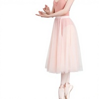 Jupe de ballet en voile pour femmes, nylon, mi-longue, costume de pratique de danse, grande taille