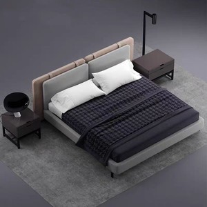 Contemporain Luxe Cuir tissu démonté Tête <span class=keywords><strong>de</strong></span> lit rembourrée Double Mariage Italien <span class=keywords><strong>pied</strong></span> lit en métal - Product Image 4