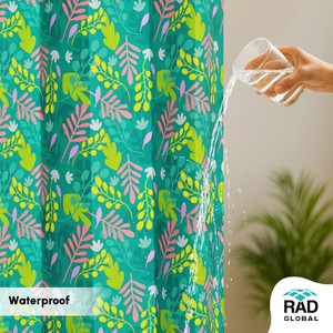 Achetez des rideaux d'extérieur imperméables de couleur vert-bleu floral avec tissu en polyester teint en masse de qualité supérieure pour les espaces de patio et de balcon - Product Image 5