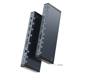 แท่นเชื่อมต่อ <span class=keywords><strong>Thunderbolt</strong></span> 4 18 in 1 พร้อมอะแดปเตอร์ DC 240W รองรับจอภาพคู่แบบ HD 4K DP และ VGA 8K พร้อมพอร์ต USB 3.1 - Product Image 1