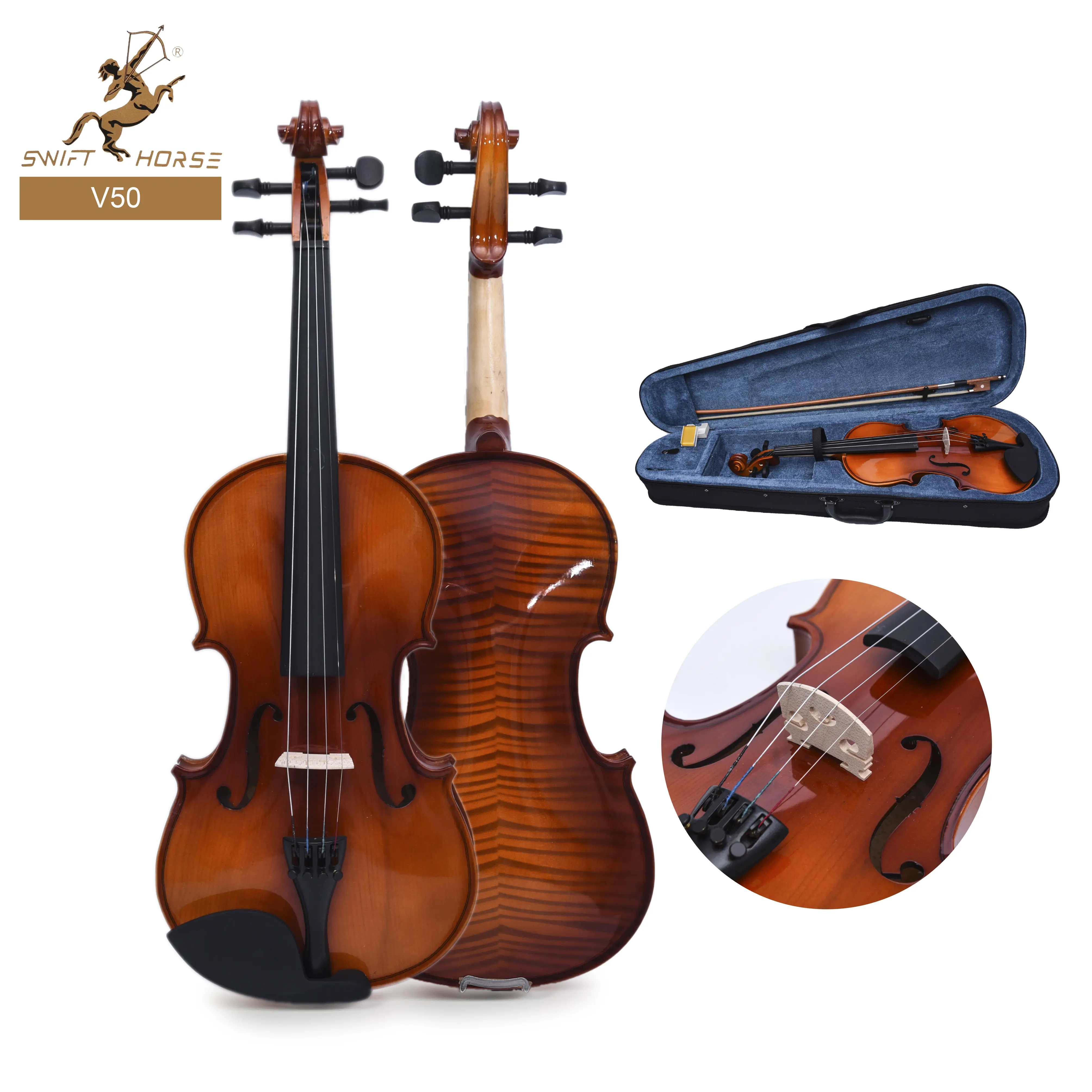 popular full size violin spruce solidwood top maple violino traseiro feito na china para venda aceitar oem odm1/4 1/2 1/8 3/4 44