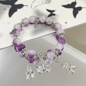 Gelang Elastis Manik-Manik Kupu-Kupu Retro Grosir Warna Pink Hijau Bintang Kaca Manik-Manik Fashion Gelang Persahabatan Pasangan untuk Wanita - Product Image 5