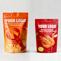 Sac d'emballage alimentaire en plastique imprimé personnalisé pochette debout à gousset latéral stockage de fruits de mer frais sac de poisson congelé