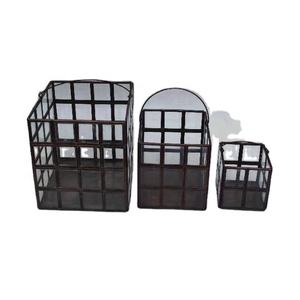 Lanterne votive en laiton et verre finition antique décor à la maison bougeoir chauffe-plat pour salon boîte en fer emballée - Product Image 1