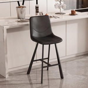 Modern Black Faux Leather Bar <b>Stool</b> with Ergonomic Backrest Footrest-Sturdy Metal Frame Counter Height Seating for Hotel <b>Dining</b> - Product Image 1