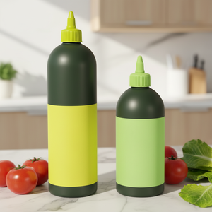 Food Grade 250ml 500ml Matte Green PET Soft Touch Plastic <strong>Bottle</strong> Graza <strong>Bottle</strong> <strong>Squeeze</strong> Olive Oil <strong>Bottles</strong> Twist off Lid for Cake - Product Image 2