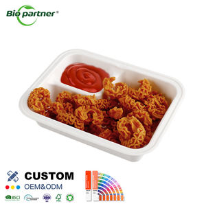 Compostable película noche teatro comida rápida 2 compartimentos caña bagazo Nacho bandeja contenedor Chip Dip titular - Product Image 5